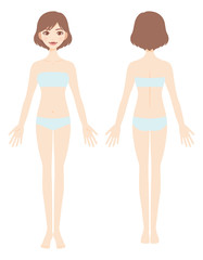 Female body template front and back