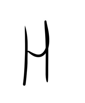 Expressive brush calligraphic handwritten script letters H
