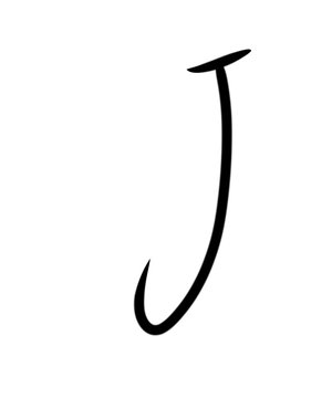 Expressive brush calligraphic handwritten script letters J