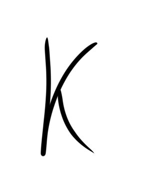 Expressive brush calligraphic handwritten script letters K