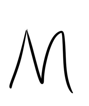 Expressive brush calligraphic handwritten script letters M