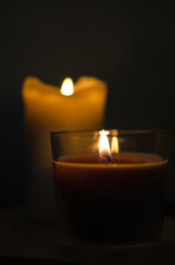 Fire candles in a dark room