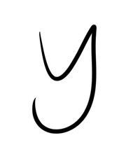 Expressive brush calligraphic handwritten script letters Y