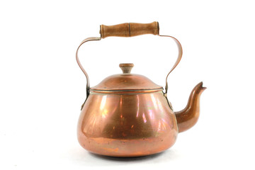 Vintage Antique Steam Punk Style Kettle Teapot on White Background 