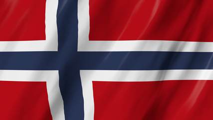 Fototapeta premium The Norwegian flag, flag in 3d, waving in the wind, on close