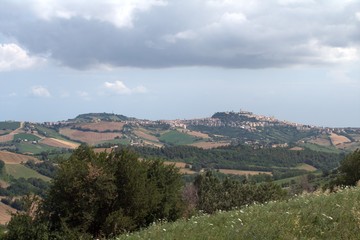 Fototapeta na wymiar Central of Italy,Fermo,panorama,field,clouds,sky,hills,