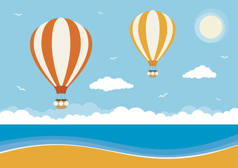 Obraz premium Kreskówka wektor balonów na ogrzane powietrze