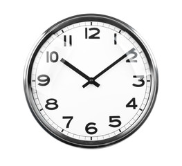 Modern clock on white background. Time management concept