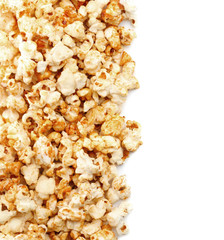 Tasty popcorn on white background