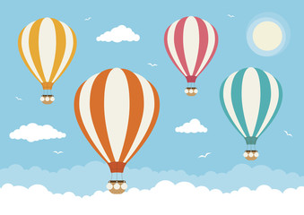 Naklejka premium Cartoon Vector Hot Air Balloons
