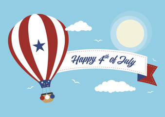 Cartoon 4th July Hot Air Balloon
