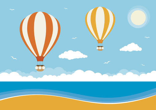 Cartoon Vector Hot Air Balloons