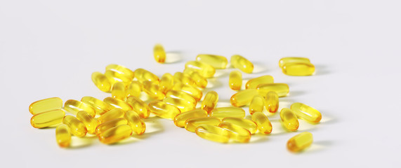 Medical drugs transparent capsules of yellow color