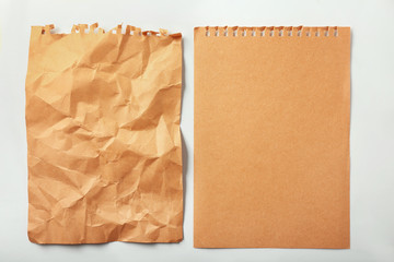 Sheets of paper on white background