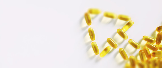 Medical drugs transparent capsules of yellow color