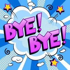 Fototapeta premium Bye word comic book pop art vector illustration