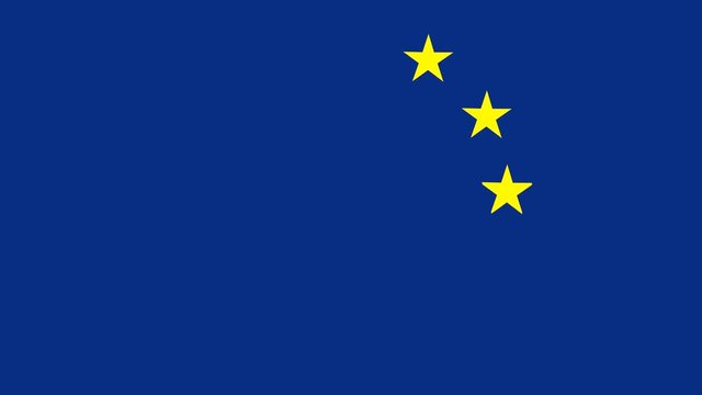 EU sign, yellow stars moving in a circle, appearing and disappearing, looped