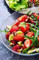 bowl of salad with strawberry