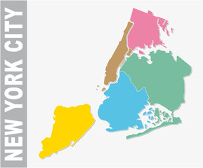 Colorful New York City administrative and political vector map, united states