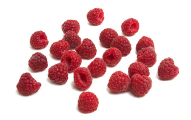ripe raspberry close-up isolated
