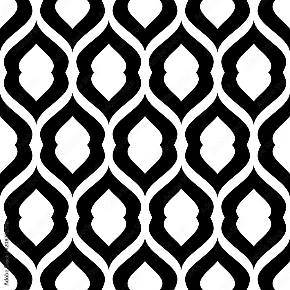 Poster Geometric seamless texture. Vector grid black and white pattern.