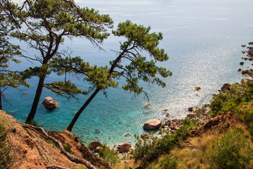 Seaside view from Lycian Way along Mediterranean coast Turkey