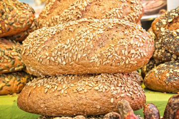 Organic bread with sunflower seeds