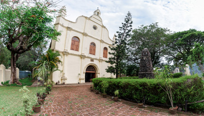 Fototapeta na wymiar St. Francis Church is the oldest European church and popular tourist destination at Fort Kochi in Kerala, India.