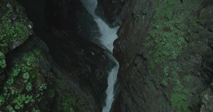 Stanghe Waterfall, a gorge deeply incised in the marble in the Italian Alps.
