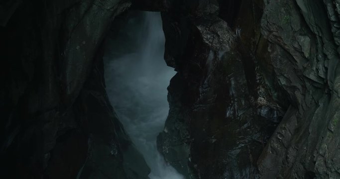Stanghe Waterfall, a gorge deeply incised in the marble in the Italian Alps.
