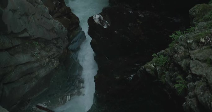Stanghe Waterfall, a gorge deeply incised in the marble in the Italian Alps.
