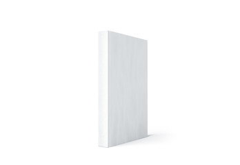 Blank white hard cover book spine stand mock up, 3d rendering. Empty notebook mockup. Bookstore...