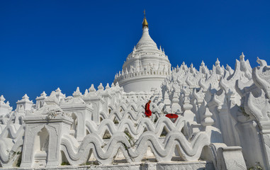 A Buddhist novice monk at white temple