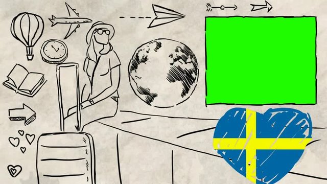 Sweden hand drawn tourism
