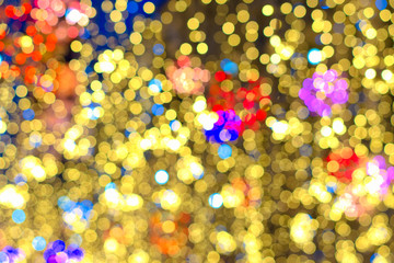 Gold, Yellow tone bokeh with colorful red blue pink orange bokeh for celebration feel or congratulations feel.