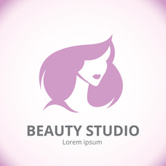 Logo for beauty studio stylized female portrait