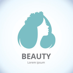 Obraz premium Stylized female portrait logo for beauty studio