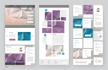 Website template design with interface elements