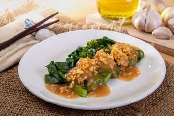 Fried Chinese broccoli in oyster sauce