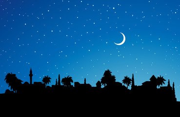 City in a desert. Vector drawing