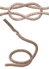 two old rope on white
