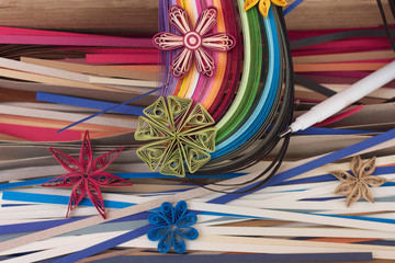 Quilling paper. Color strips of paper.