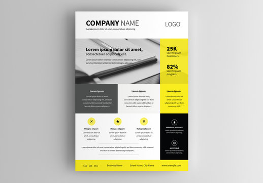 Business Flyer Layout with Bright Yellow Accents