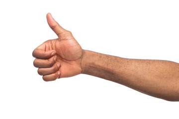 African-american hand making thumb up gesture
