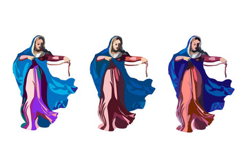 Vector illustration for: The Assumption of Mary into Heaven, also known as the Feast of Saint Mary the Virgin and the Falling Asleep of the Blessed Virgin Mary or Dormition of the Mother of God.