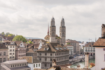 Zürich, Grossmünster, Kirche, Münster, Altstadt, Stadt, Niederdorf, Zwingliplatz, Limmat,...