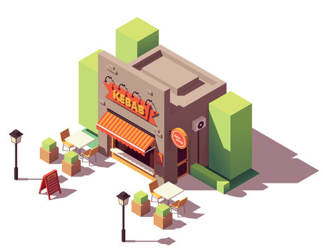 Vector isometric kebab shop