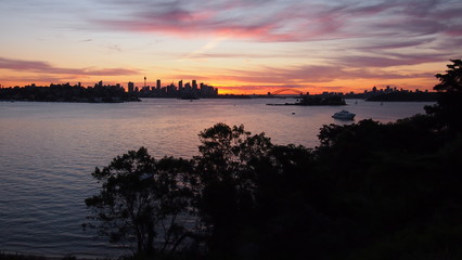 Sydney Skyline Sunset view from Milk Beach