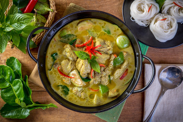 Green Chicken Curry,Thai cuisine - obrazy, fototapety, plakaty