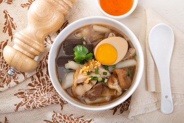 paste of rice flour ; boiled Chinese pasta square
